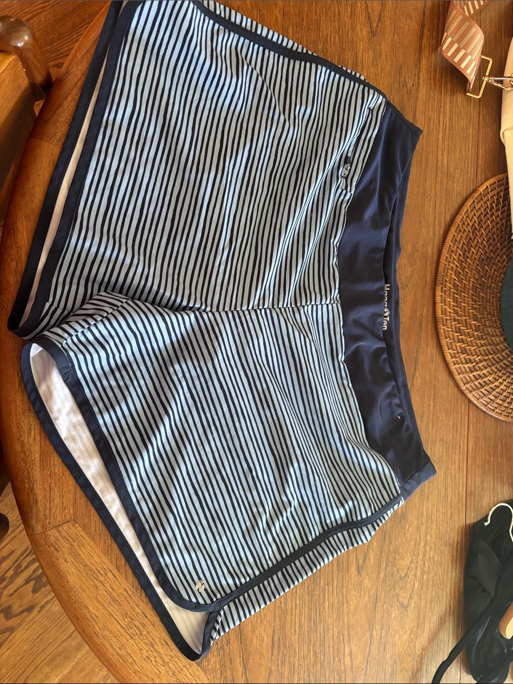 Hang Ten Navy and White Striped Swim Shorts